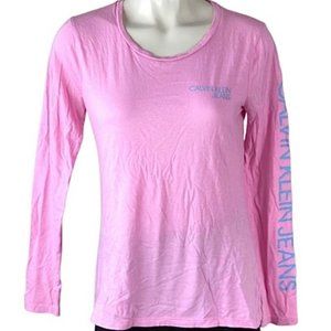 CALVIN KLEIN JEANS pink long sleeve shirt PRETTY IN PINK Crewneck Small